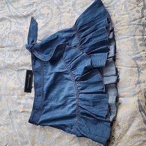 Veronica Beard Denim Ruffle Skirt NWT Size 14
